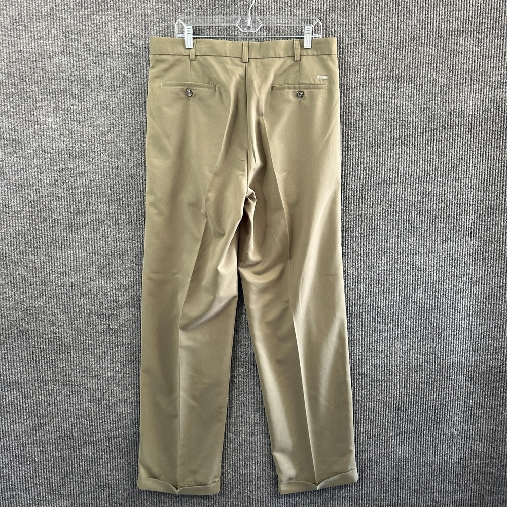 IZOD Mens Dress Pants Size 36x34 Beige Polyester Pleated Front Cuffed High Rise - Picture 6 of 8
